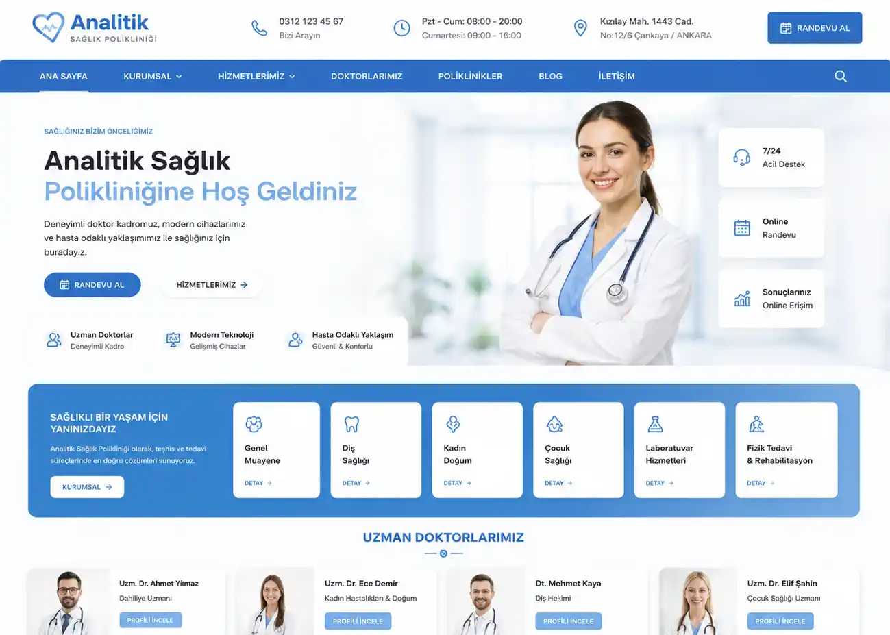 Sağlık & Poliklinik Şablonu